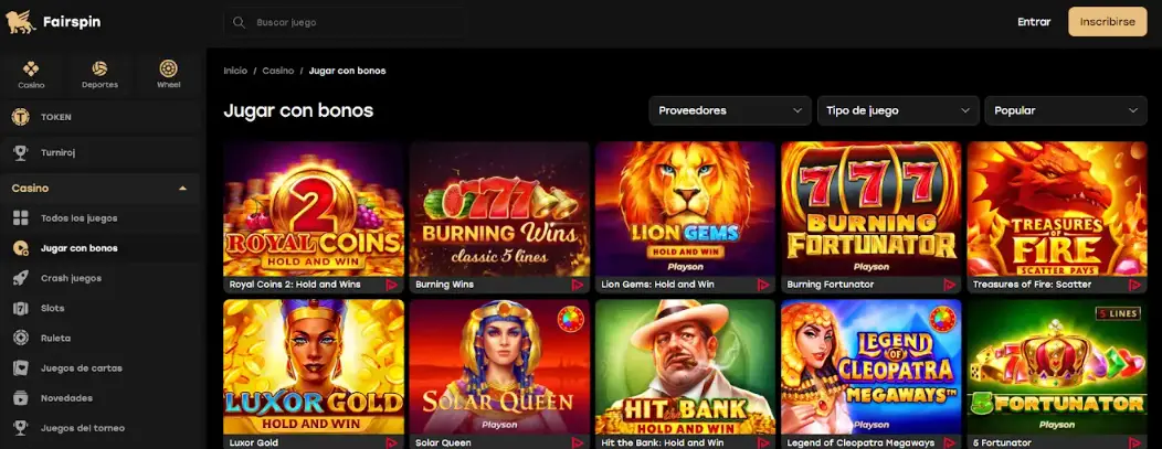 Varieda de juegos con bonos en Fairspin casino fairspin casino México