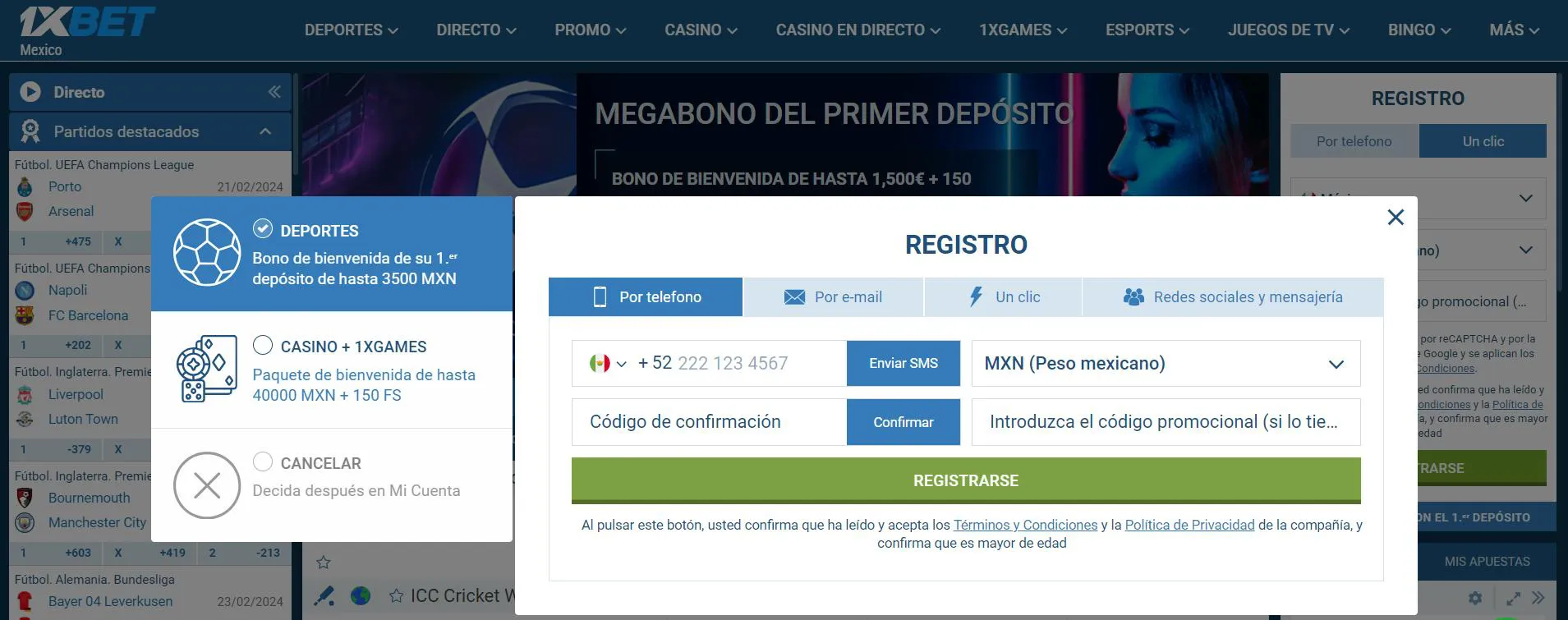 1xBet registro