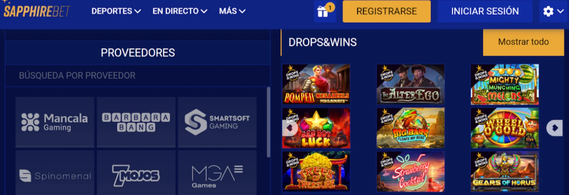 Variedad de juegos y proveedores en Sapphirebet Sapphirebet casino reseña juegos