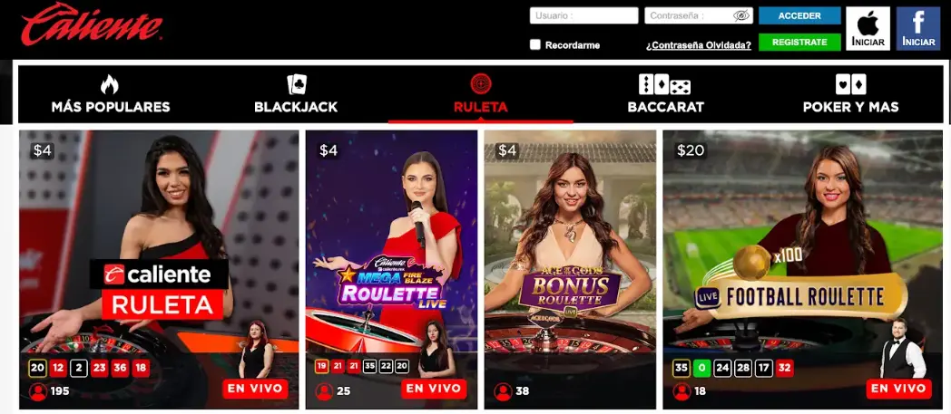 Ruleta en vivo en Caliente Casino Caliente Casino ruleta en vivo