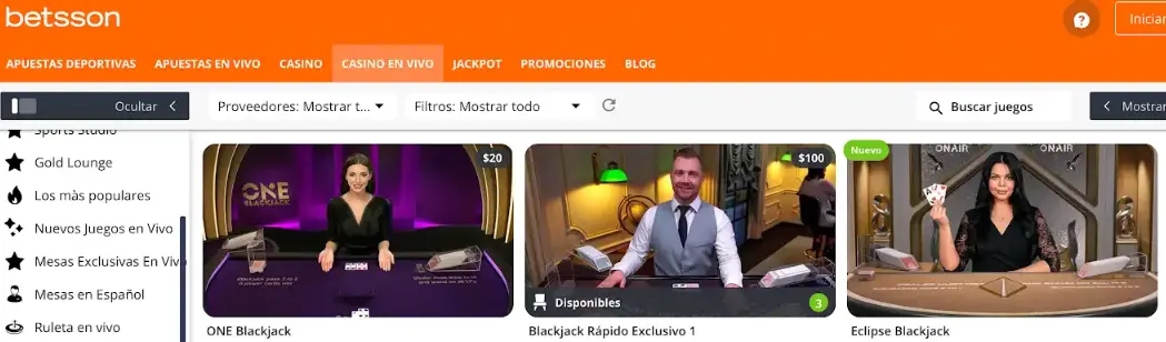 Blackjack en vivo en Betsson México Betsson Blackjack en vivo